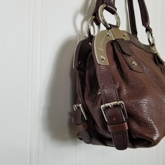 B. Makowsky Handbag Womens Brown Leather Satchel Shoulder Bag Purse Double Strap - Picture 3 of 16